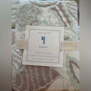 Pottery Barn Kids Mint Green Evelyn Butterfly Quilted Pillow Sham ~ Standard